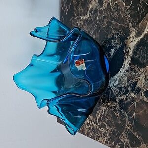 Viking glass Epic handkerchief bowl bluenique with partial original sticker